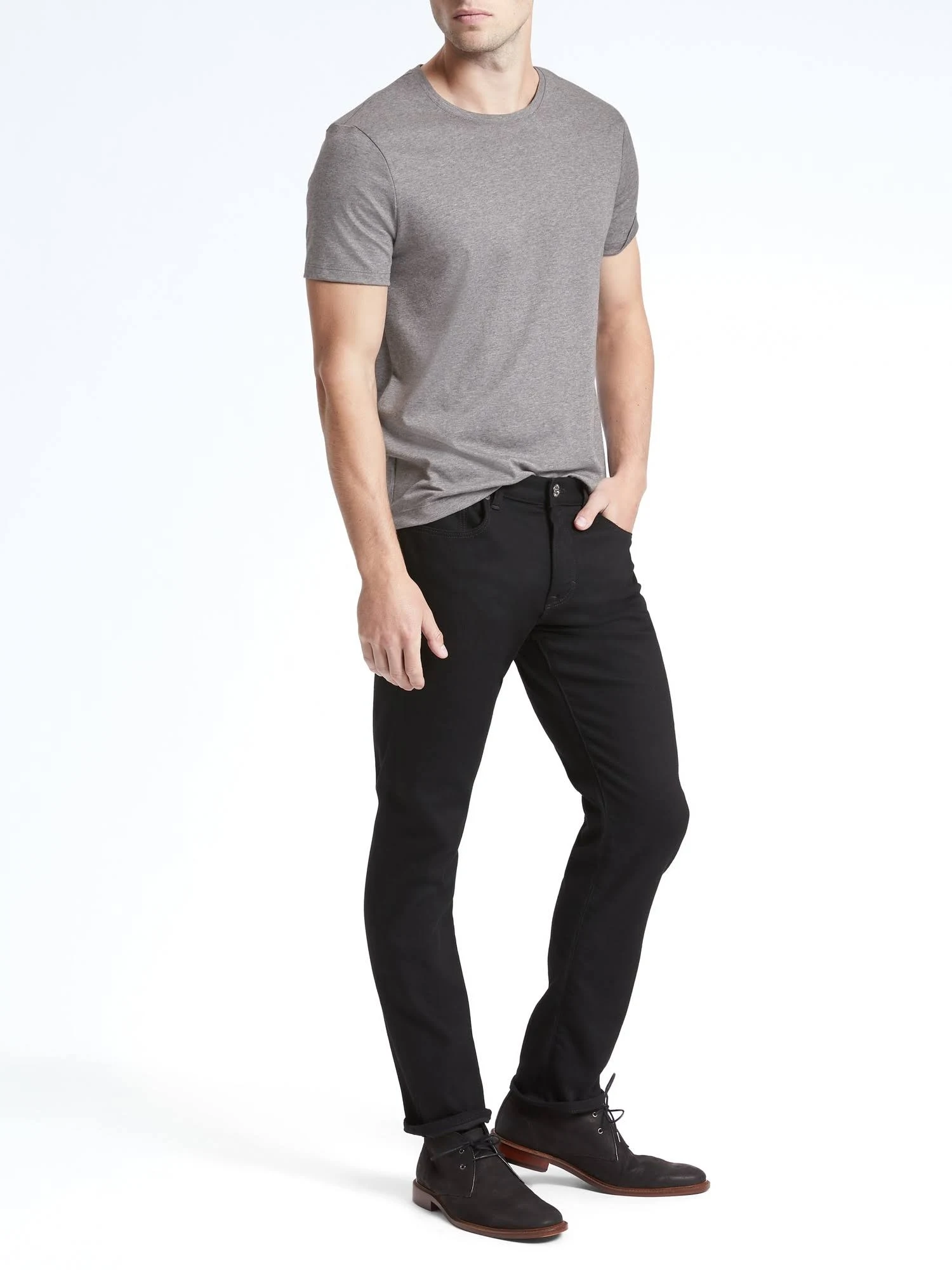 Banana Republic Men's Luxury-Touch Crew-Neck T-Shirt Heather Charcoal Gray Size XXL