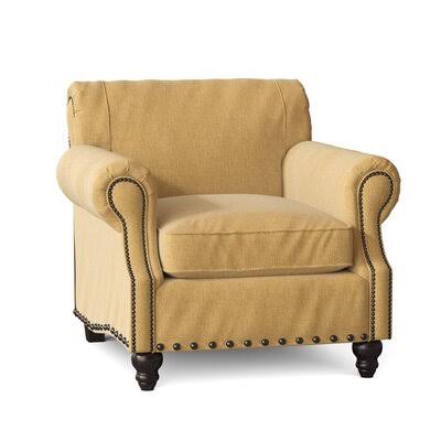 Landry 40x22 Wide Down Cushion Armchair Birch Lane Body Fabric: Nobletex Gold, Nailhead Detail: Old Gold Spotted