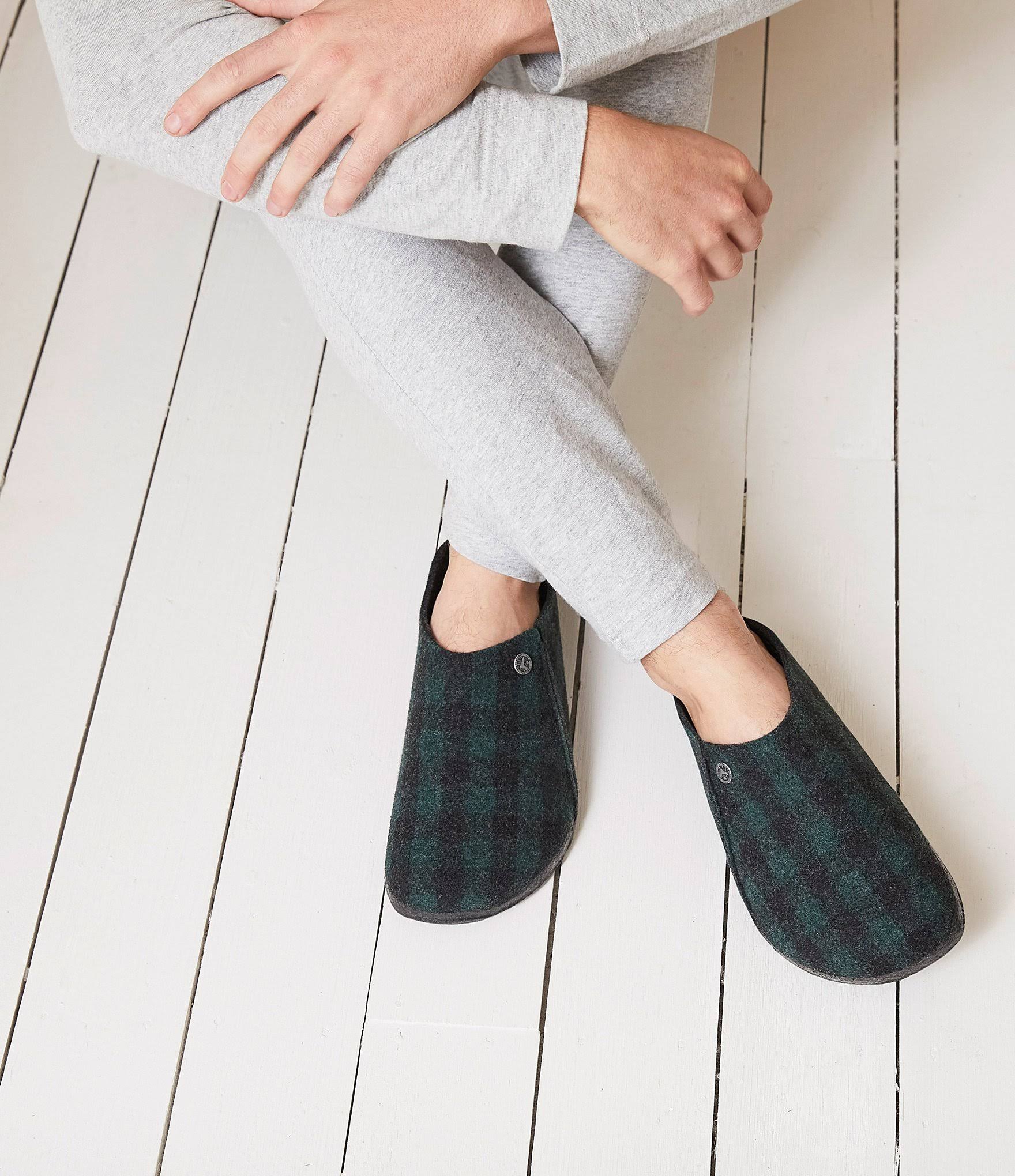 Birkenstock Men's Zermatt Shearling Slipper - 43 - Plaid Green / Black