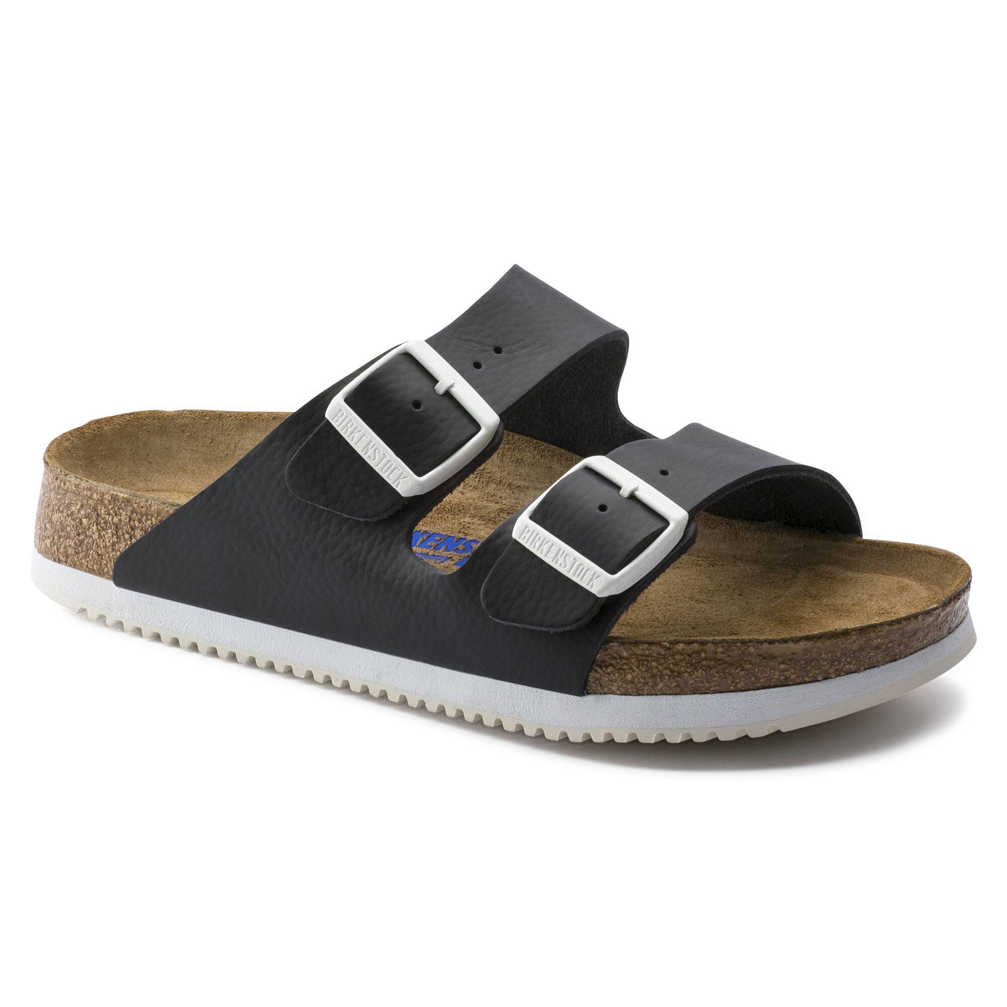 Birkenstock Arizona Oiled Leather Soft Footbed Sandals - Black