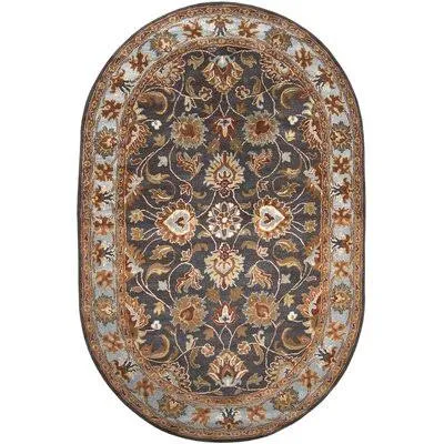 Massima Oriental Handmade Tufted Wool Charcoal Area Rug Birch Lane Rug Size: Oval 6& x 9&