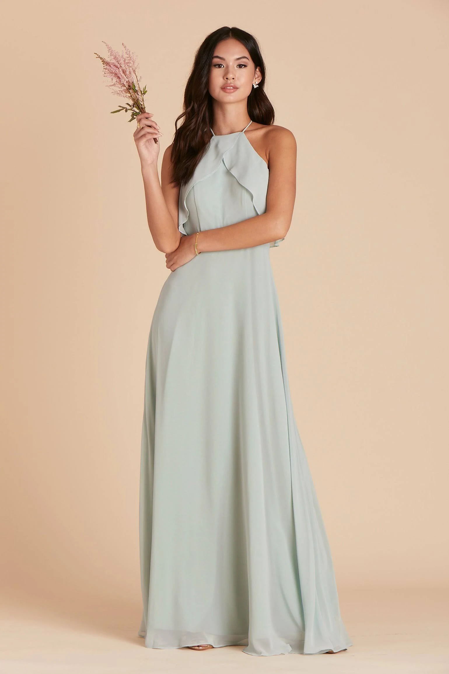 Birdy Grey Jules Chiffon Bridesmaid Dress in Sage L / Sage