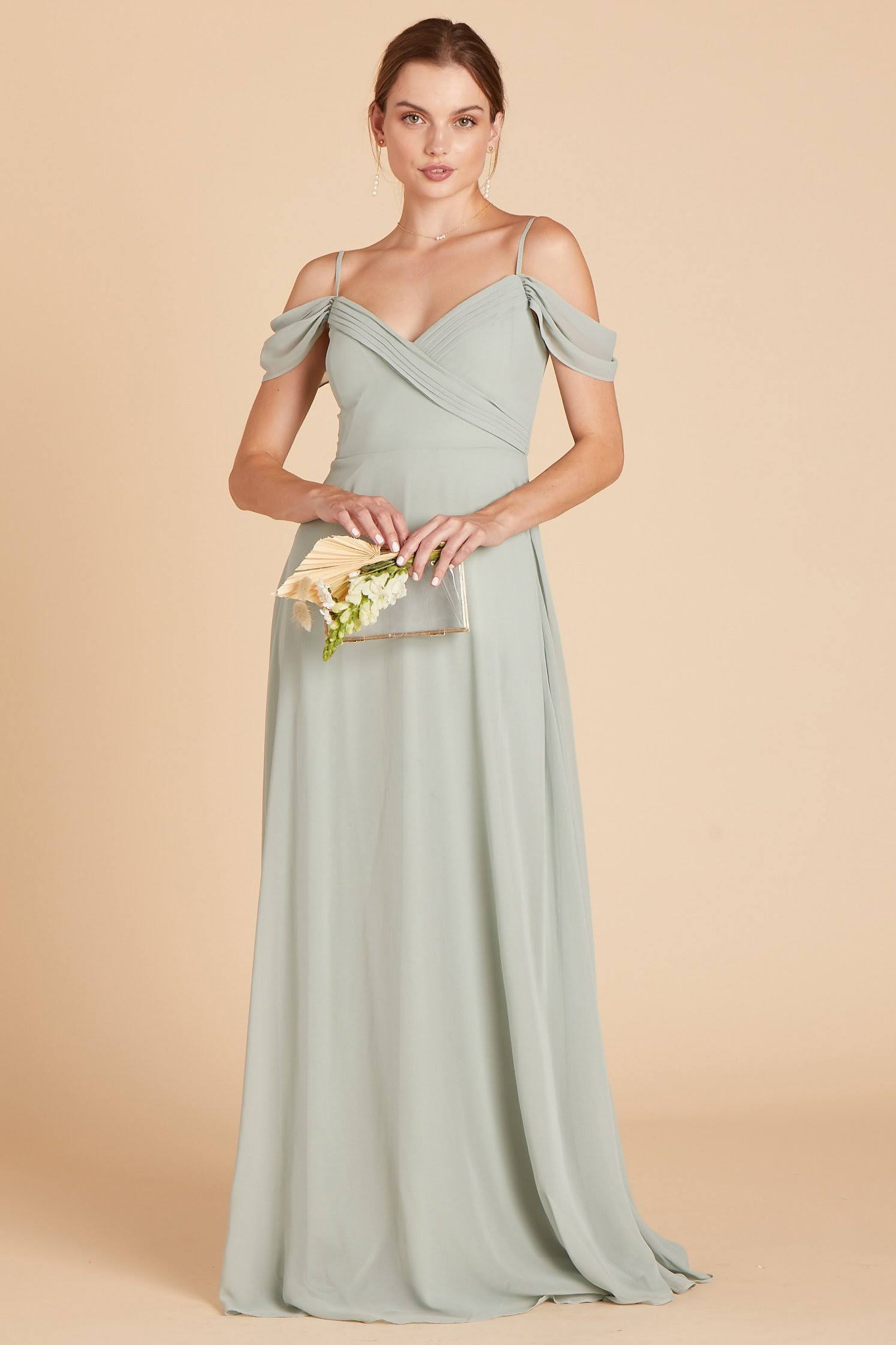 Birdy Grey Spence Convertible Chiffon Bridesmaid Dress in Sage S / Sage
