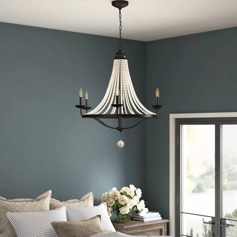 Omaha 6 - Light Candle Style Empire Chandelier with Beaded Accents