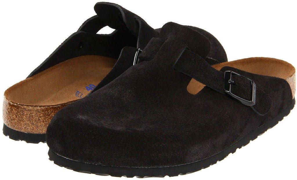 Birkenstock Boston Soft Footbed, Black Suede Size: 46 N