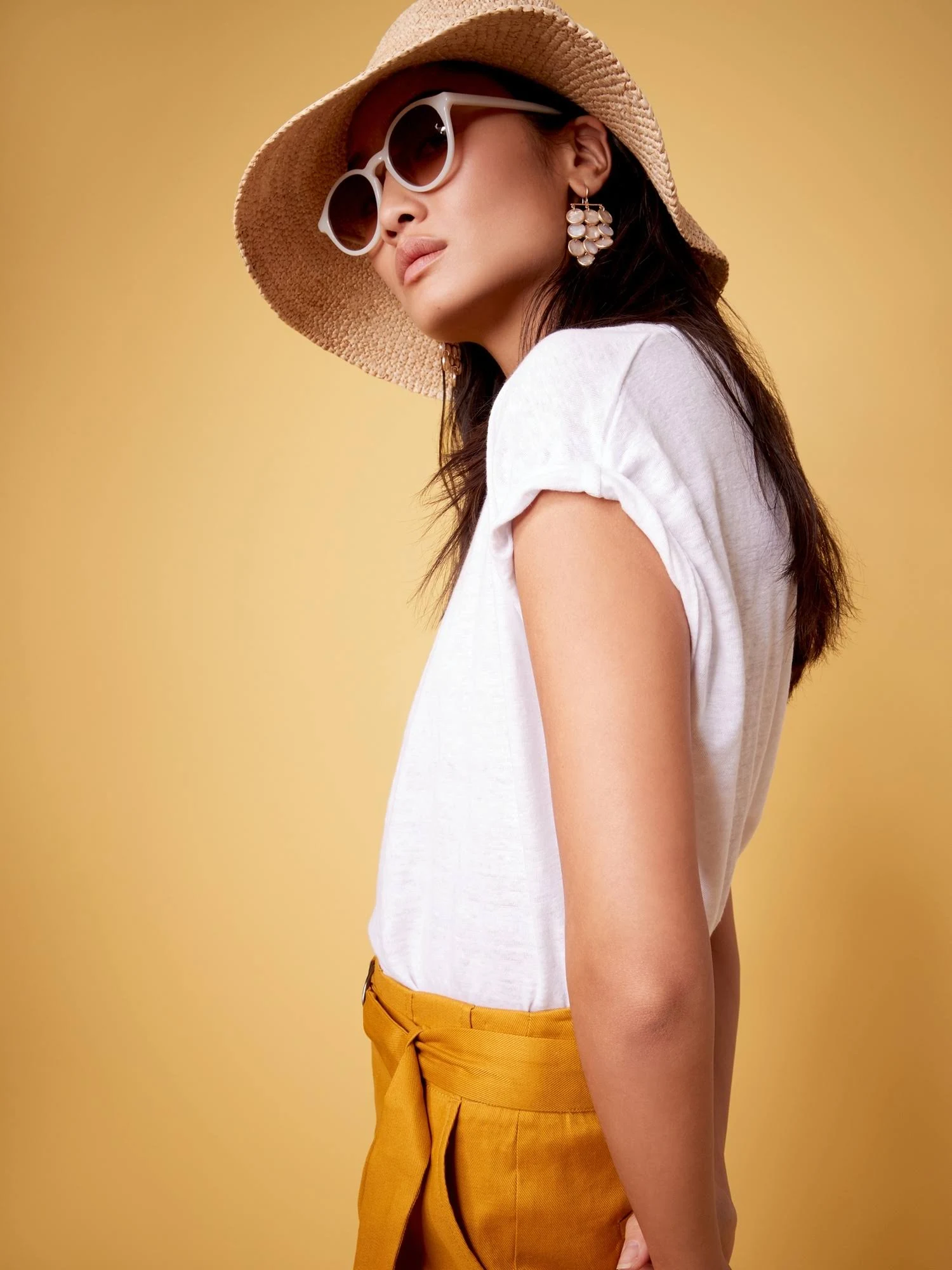 Banana Republic Women's Linen Scoop-Neck T-Shirt White Size Xs