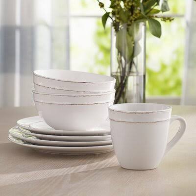 Harwood 16 Piece Dinnerware Set, Service for 4 Color: White
