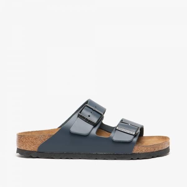 Birkenstock Arizona Natural Leather Blue Two-Strap Sandals