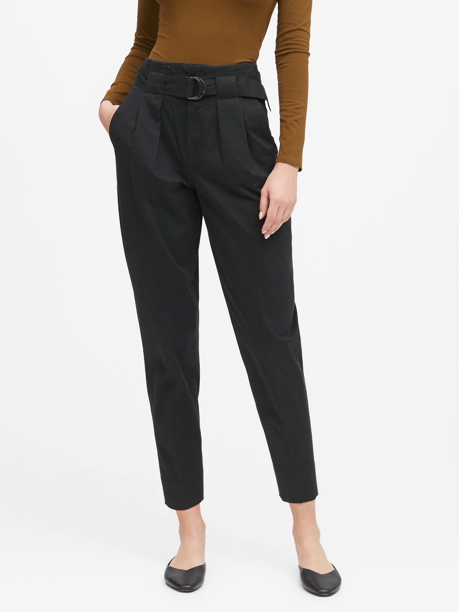 Banana Republic Women's High-Rise Tapered Cropped Pant Black Size 10 Regular