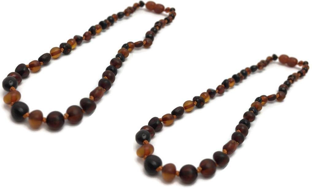 Two 11 in Amber Teething Necklace Raw Polish Basic Infant Screw Pop Clasp - Two 11 Polished Cherry