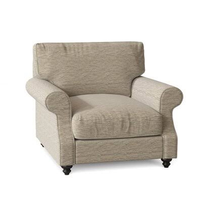 Huxley 39x22 Wide Down Cushion Armchair Birch Lane Body Fabric: Vault Pearl, Leg Color: Black Walnut