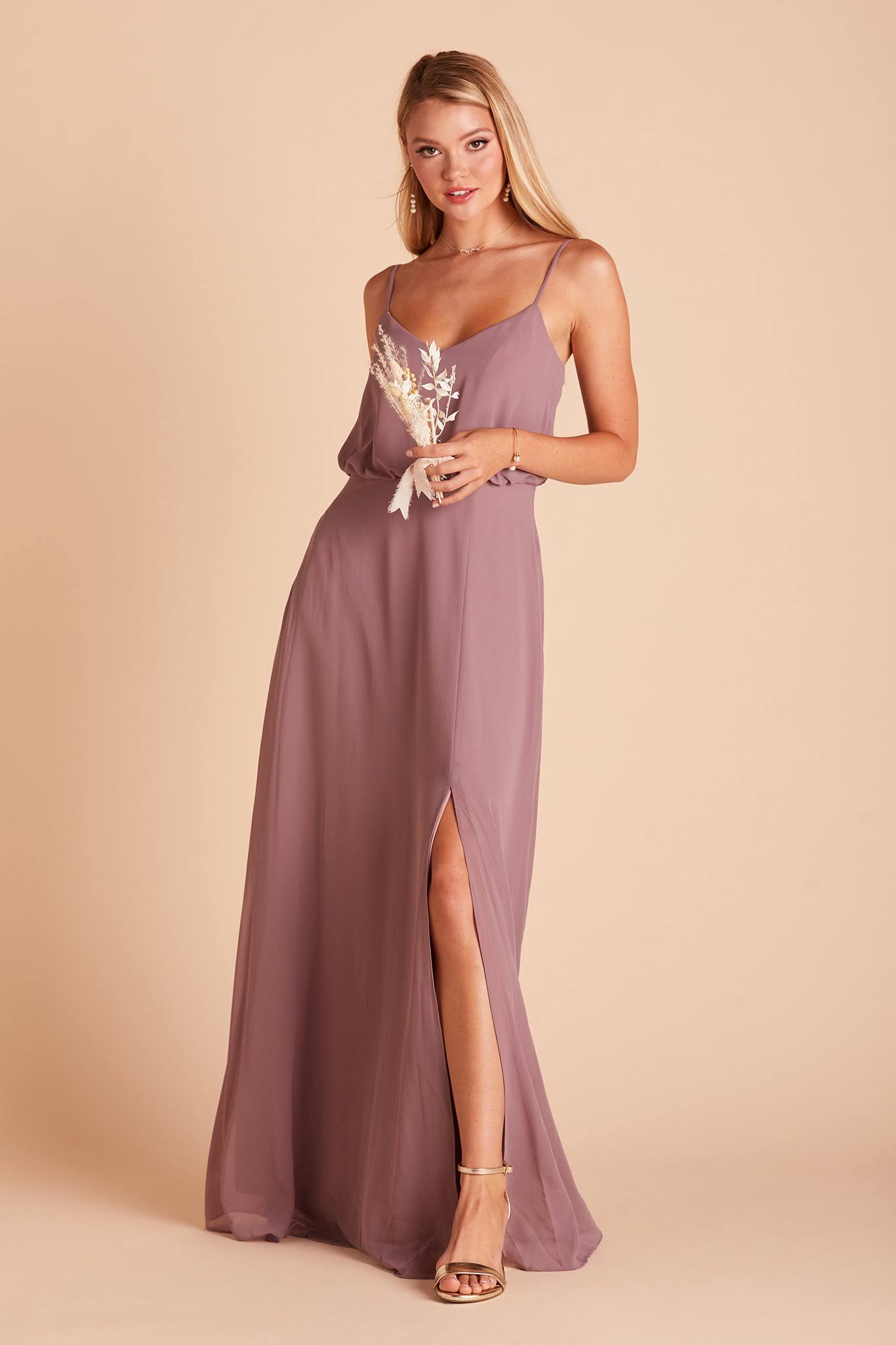 Birdy Grey Gwennie Chiffon Bridesmaid Dress in Dark Mauve L / Dark Mauve / No Slit