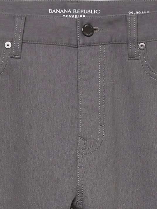 Banana Republic Men's Slim Heathered Traveler Pant Smoke Gray Size 40W 34L