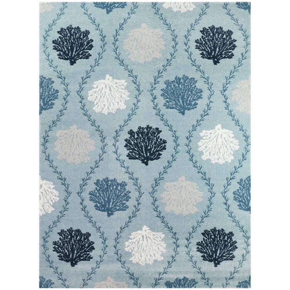 BALTA Marin Blue 5 ft. x 7 ft. Coral Trellis Area Rug