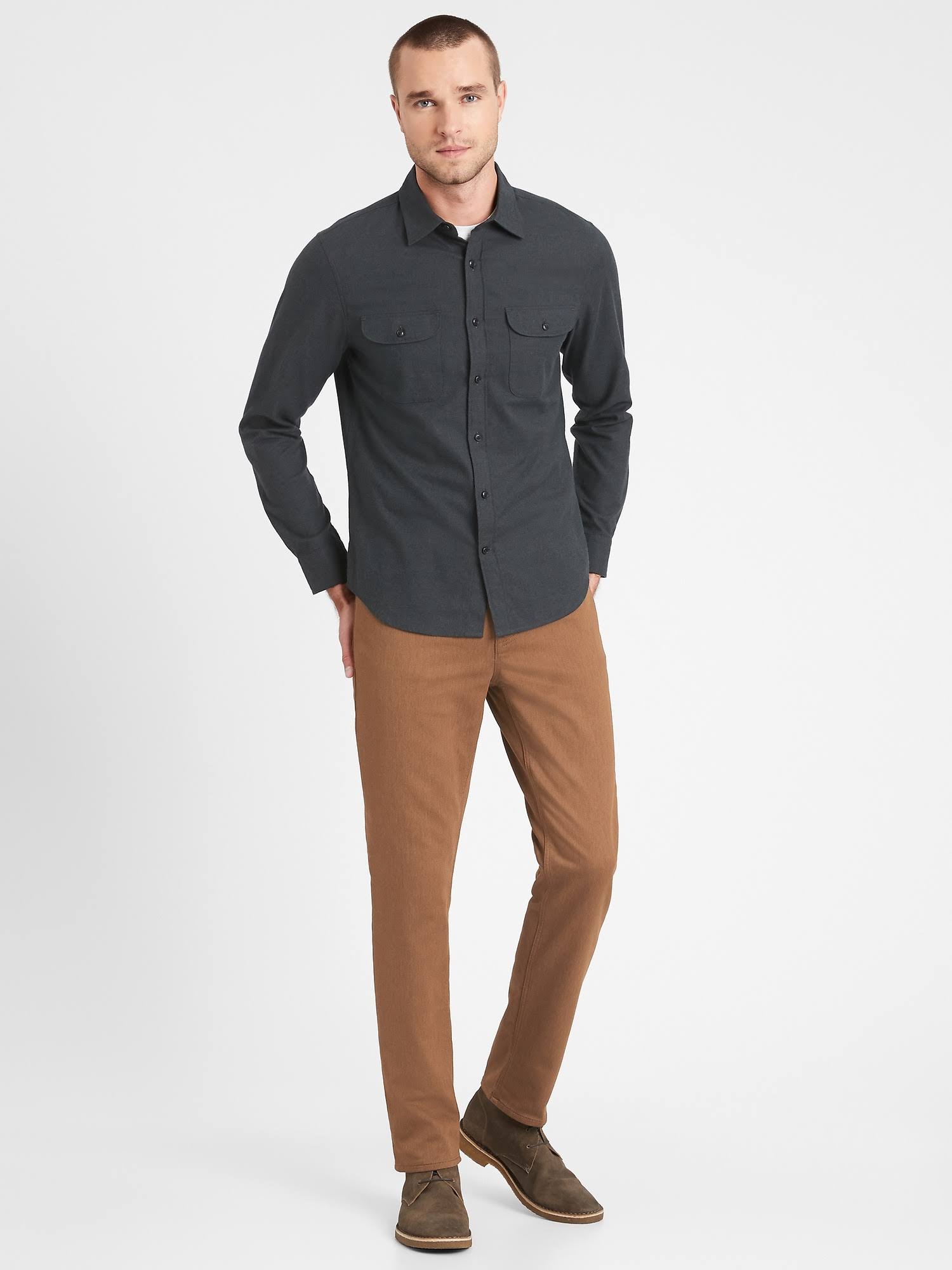 Banana Republic Men's Slim Heathered Traveler Pant Camel Size 30W 32L