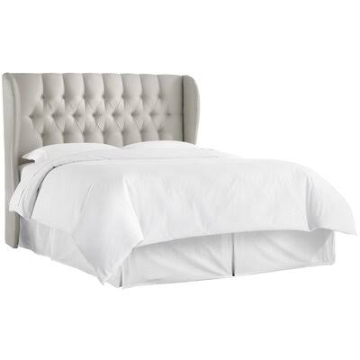 Birch Lane Heritage Cutshall Upholstered Wingback Headboard Size: Full, Upholstery: Shantung Silver