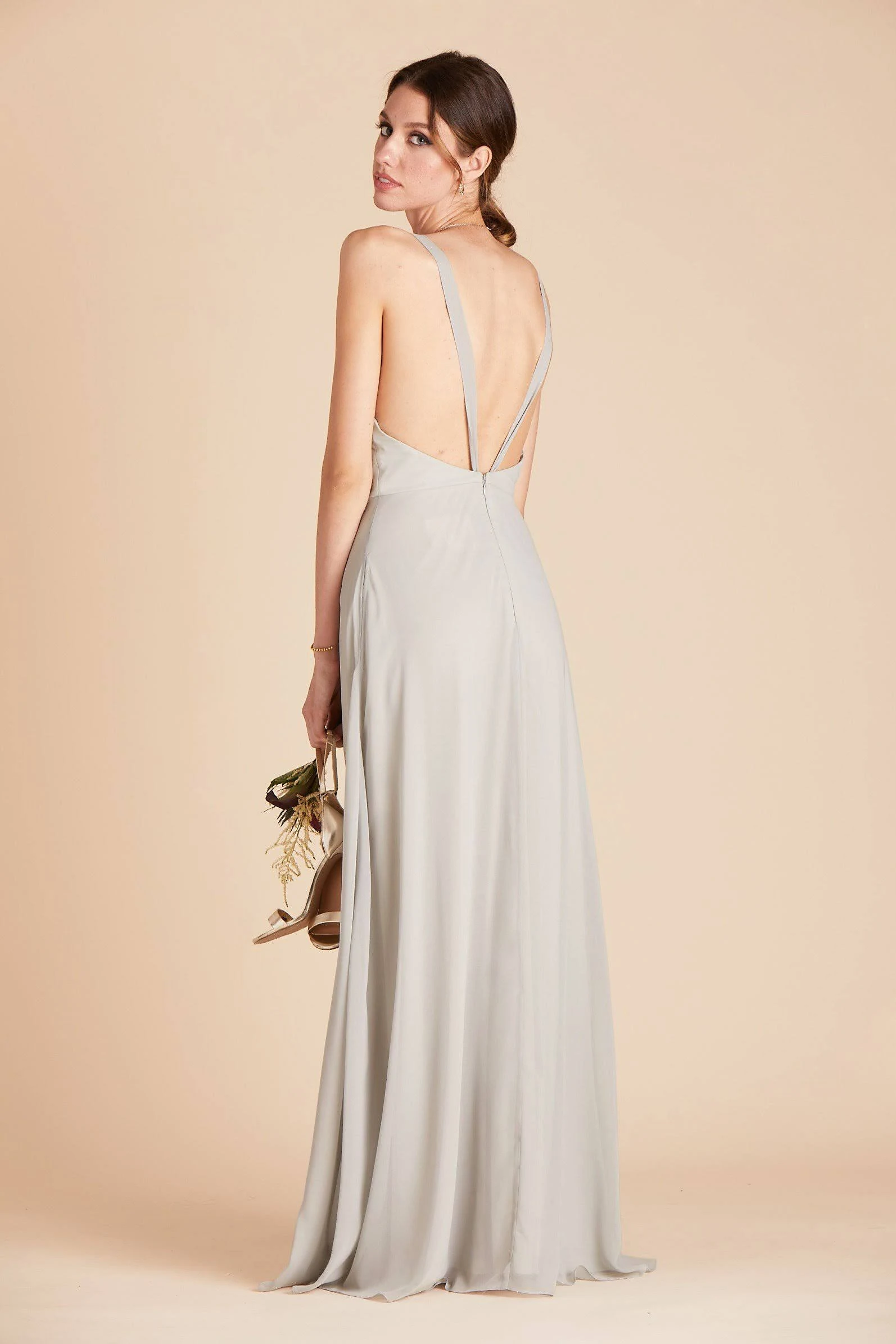 Moni Convertible Chiffon Bridesmaid Dress in Dove Gray S / Dove Gray