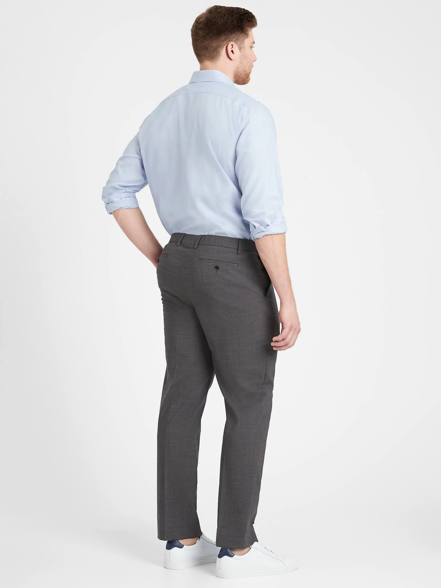 Banana Republic Men's Slim Performance Stretch Wool Dress Pant Charcoal Size 35W 32L