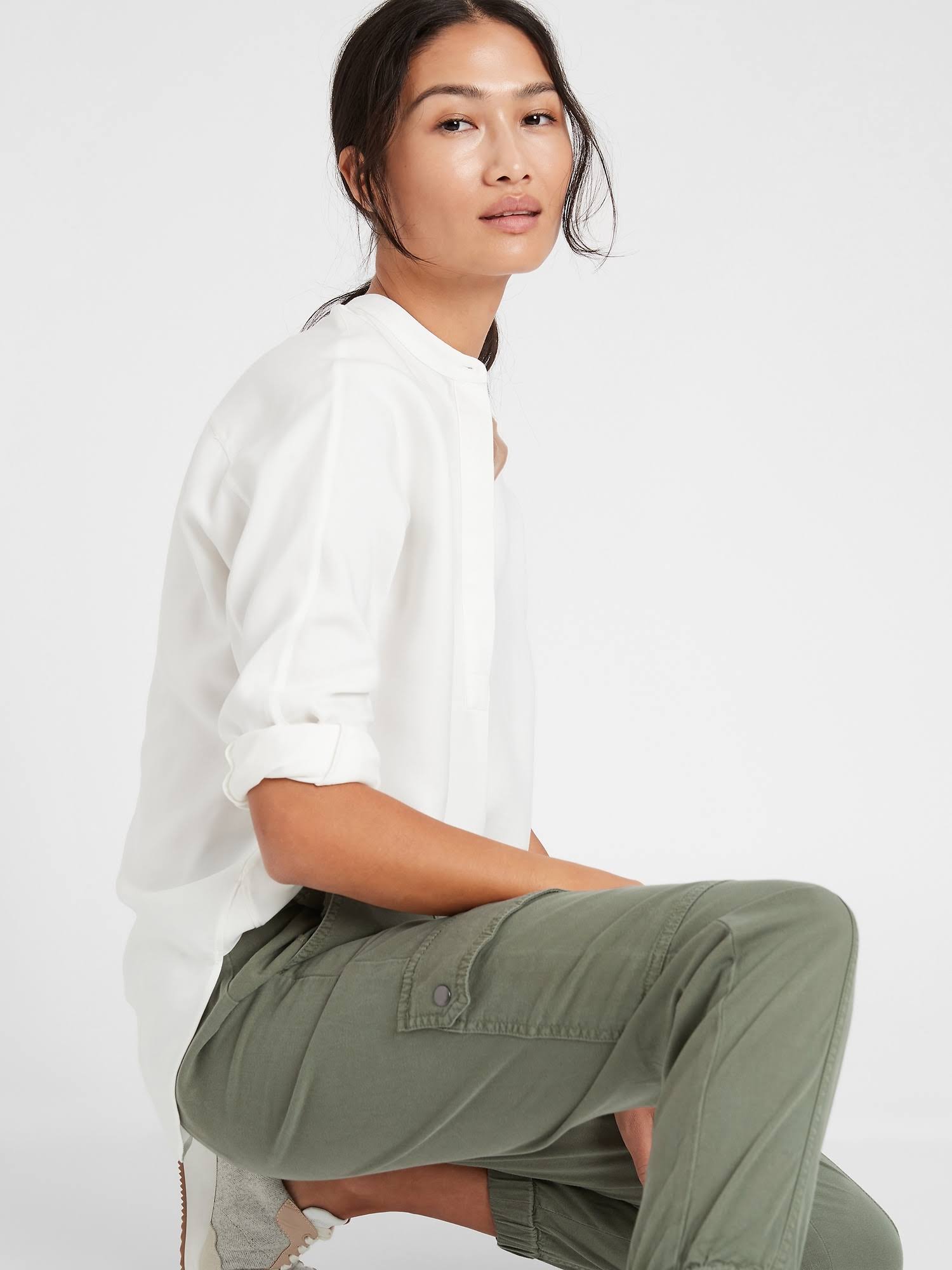 Banana Republic Women's Cargo Jogger Flight Jacket Green Size M