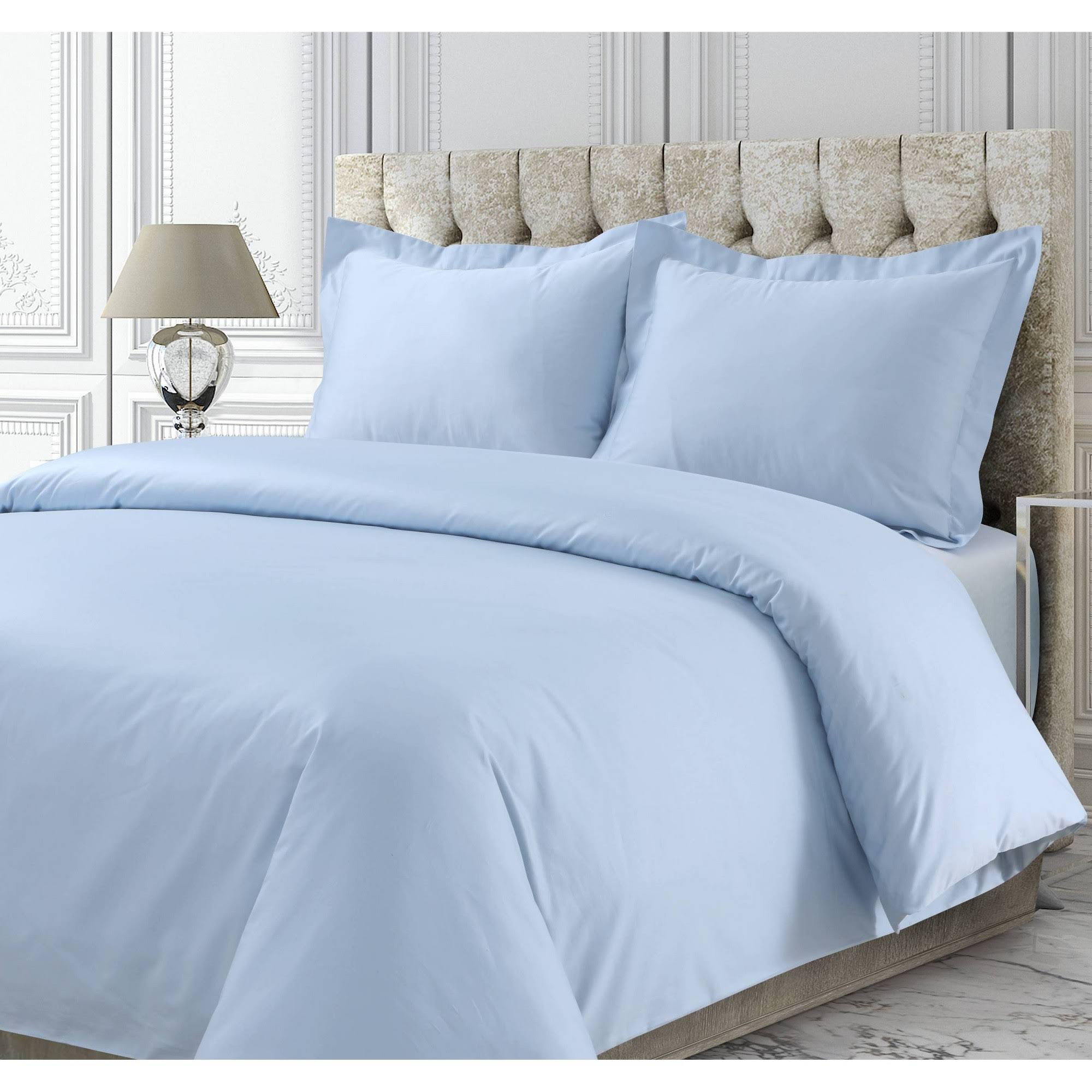 Tribeca Living 300 Thread Count Rayon from Bamboo Oversized Duvet Cover Set, Blue, King Set