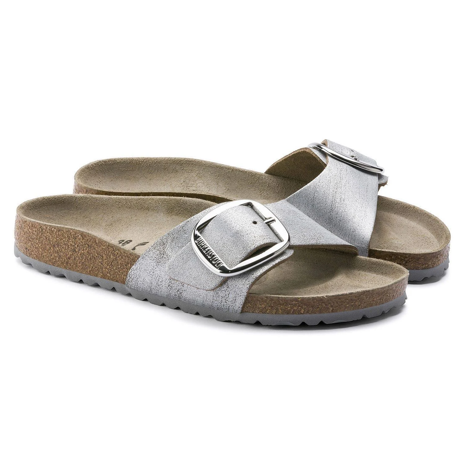 Birkenstock Madrid Big Buckle (Washed Metallic Blue) Women's Sandals