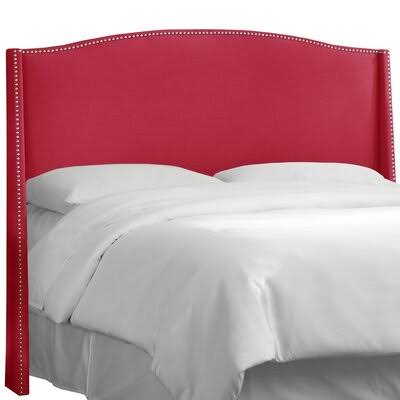 Dulin Linen Nail Button Upholstered Wingback Headboard Upholstery: Linen Fuchsia, Size: Full