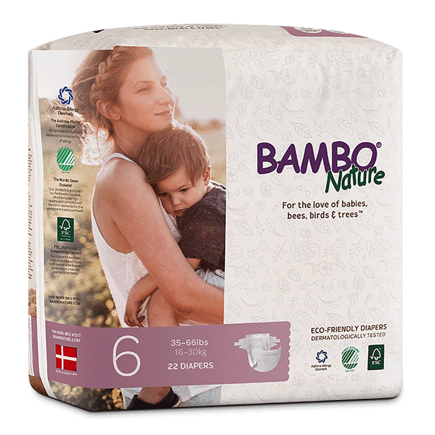 Bambo Nature Premium Baby Diapers, Size 6 (2 Cases of 132)