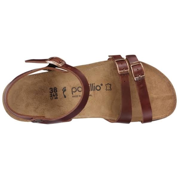 Birkenstock Spring Papillio Lana Natural Leather Cognac Wedge Heel