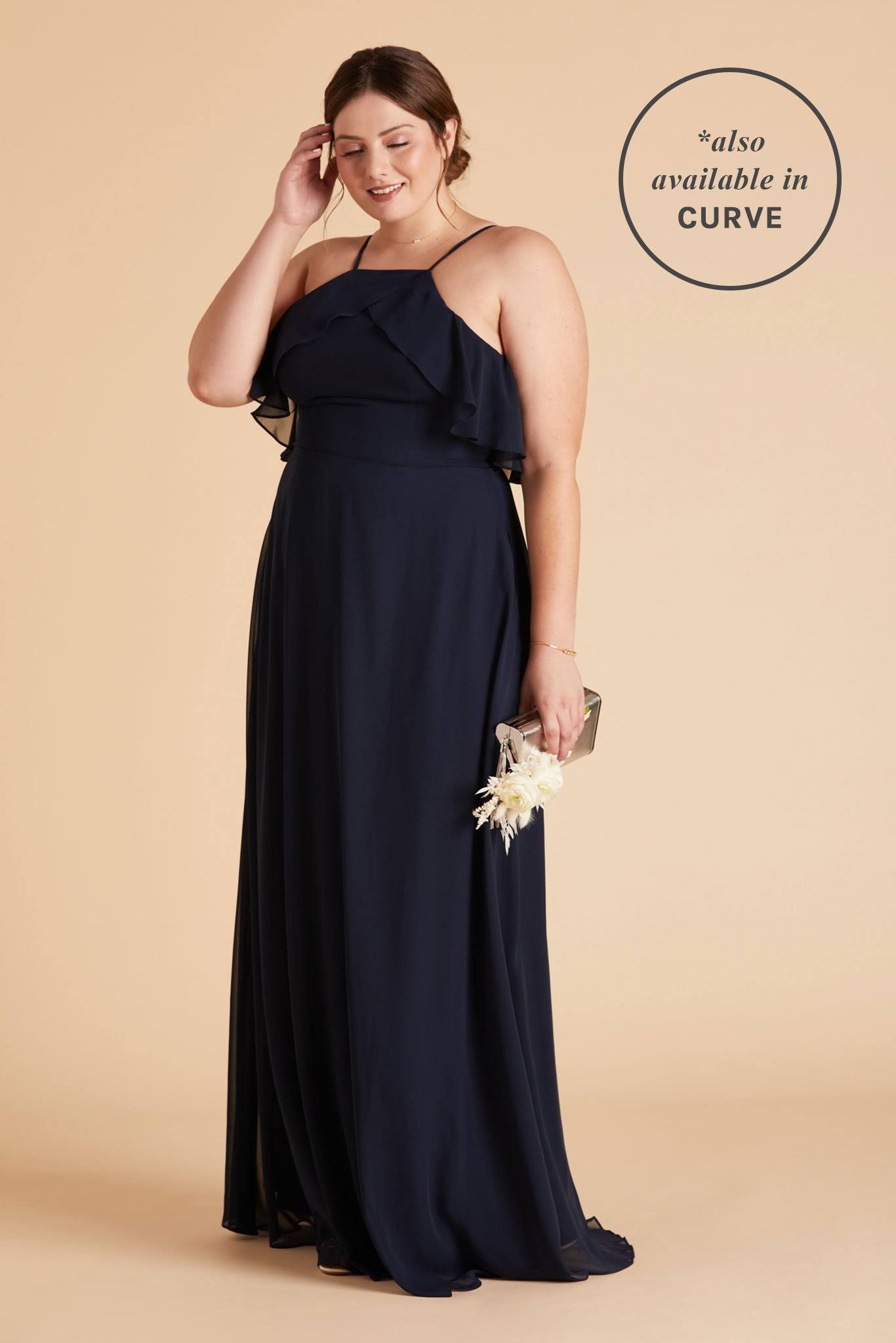 Birdy Grey Jules Chiffon Bridesmaid Dress in Navy M / Navy