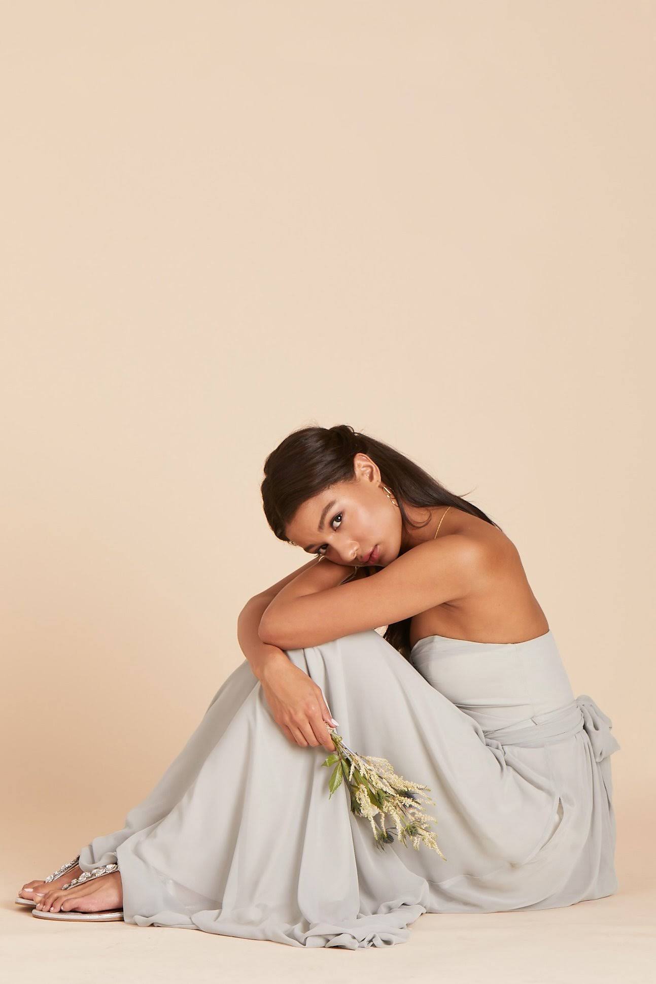 Grace Convertible Chiffon Bridesmaid Dress in Dove Gray M / Dove Gray