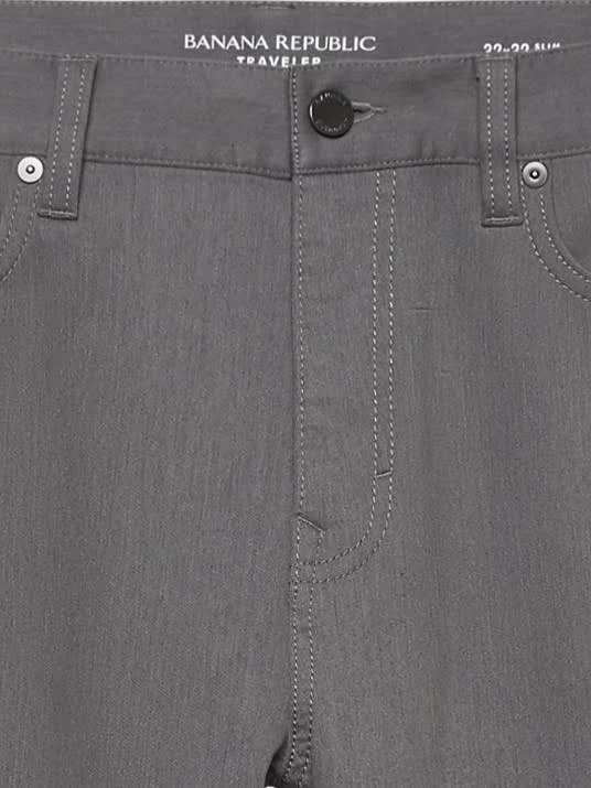 Banana Republic Men's Slim Heathered Traveler Pant Smoke Gray Size 28W 32L