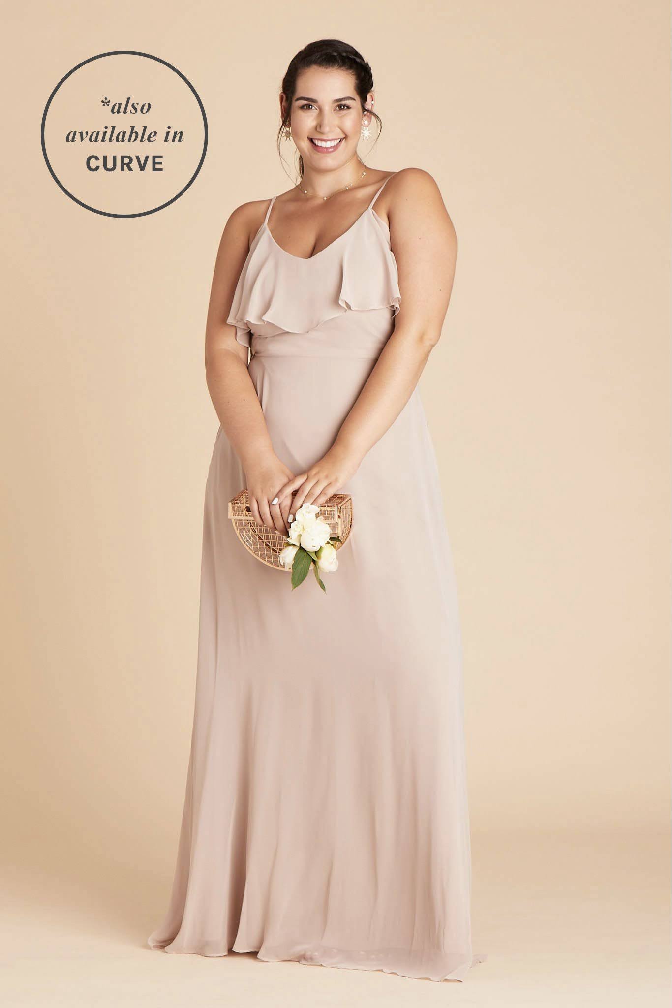 Birdy Grey Jane Convertible Chiffon Bridesmaid Dress in Taupe XL / Taupe / No Slit