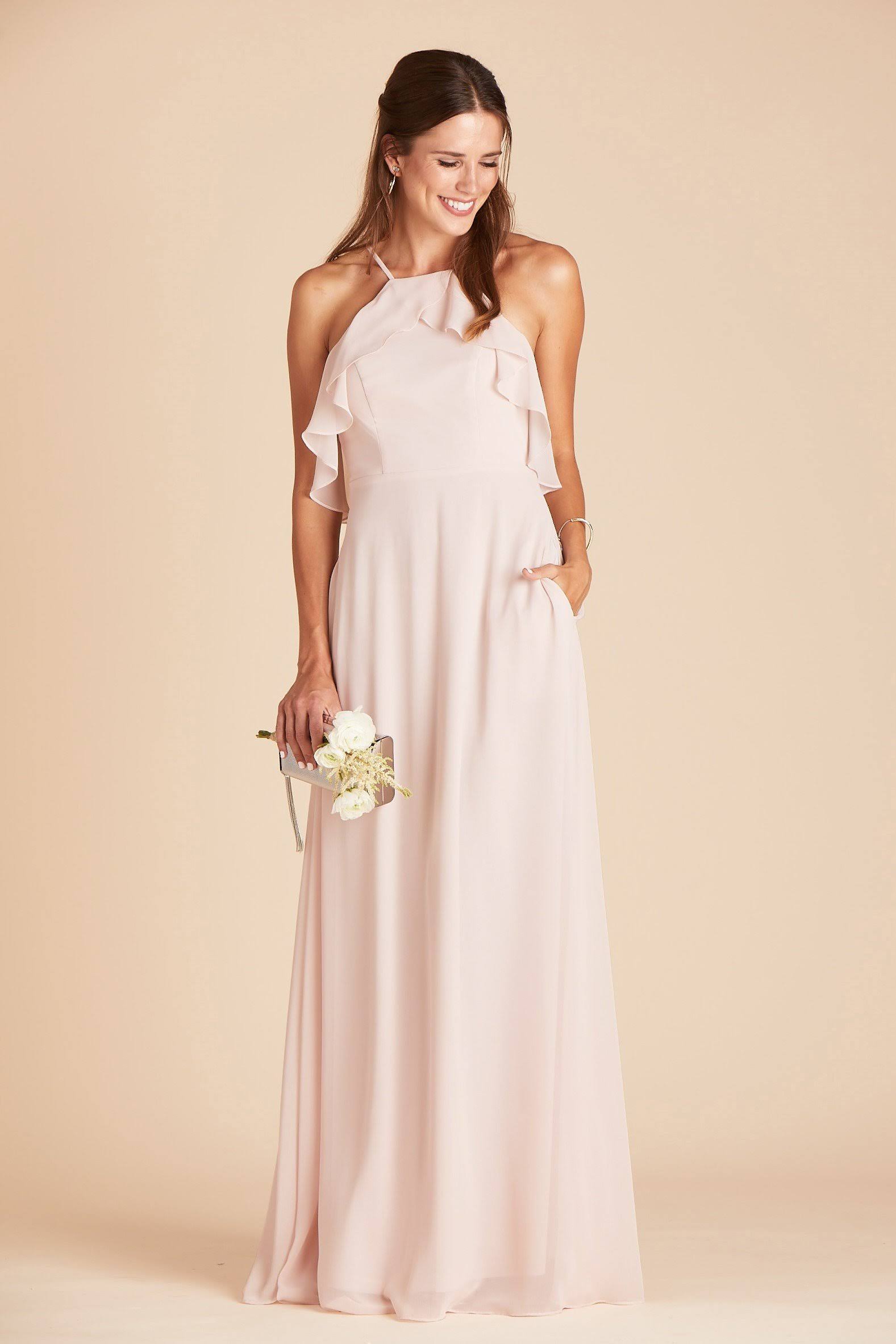Birdy Grey Jules Chiffon Bridesmaid Dress in Pale Blush S / Pale Blush
