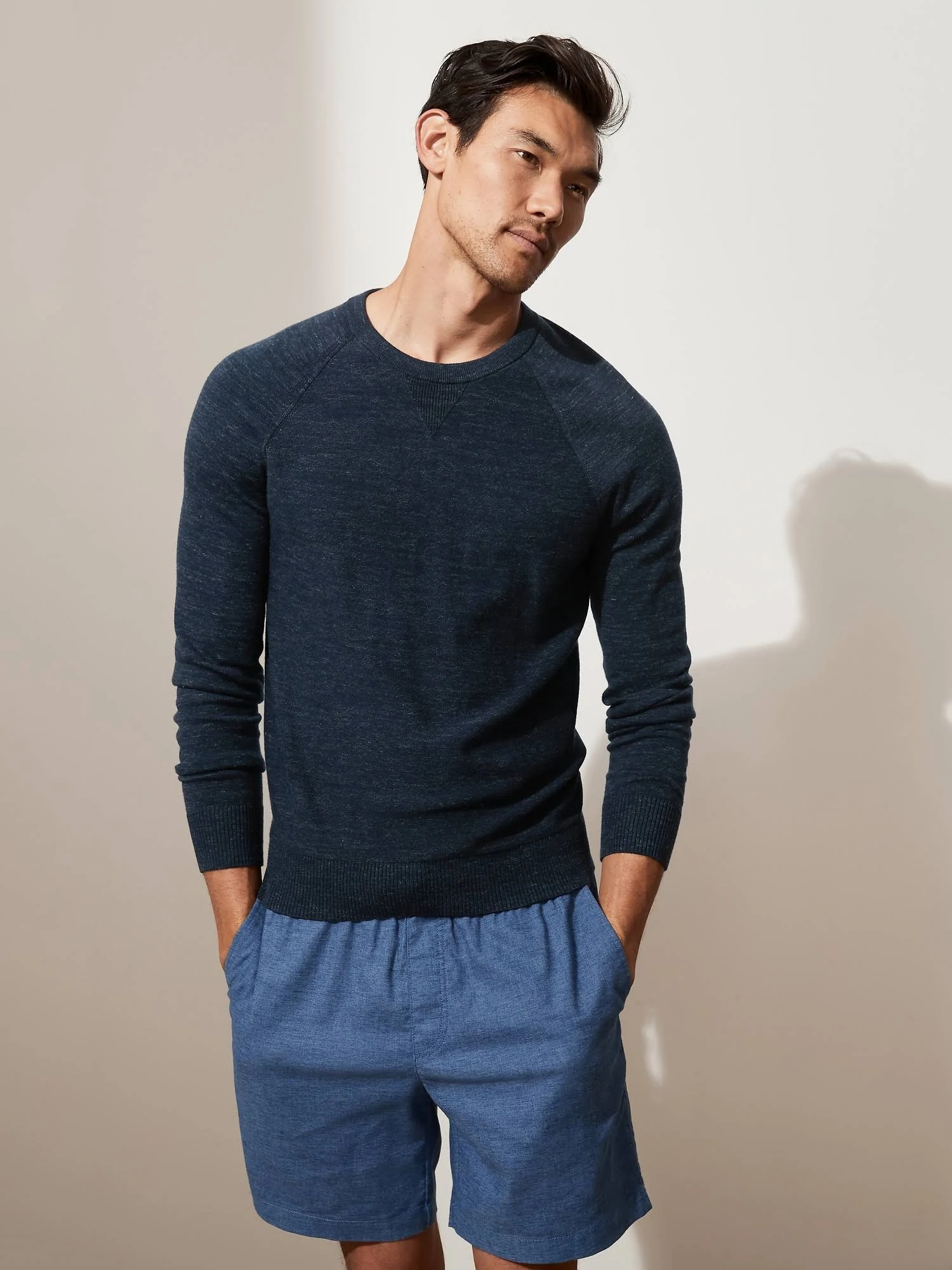 Banana Republic Men's Organic Cotton Raglan Sweater Navy Size L