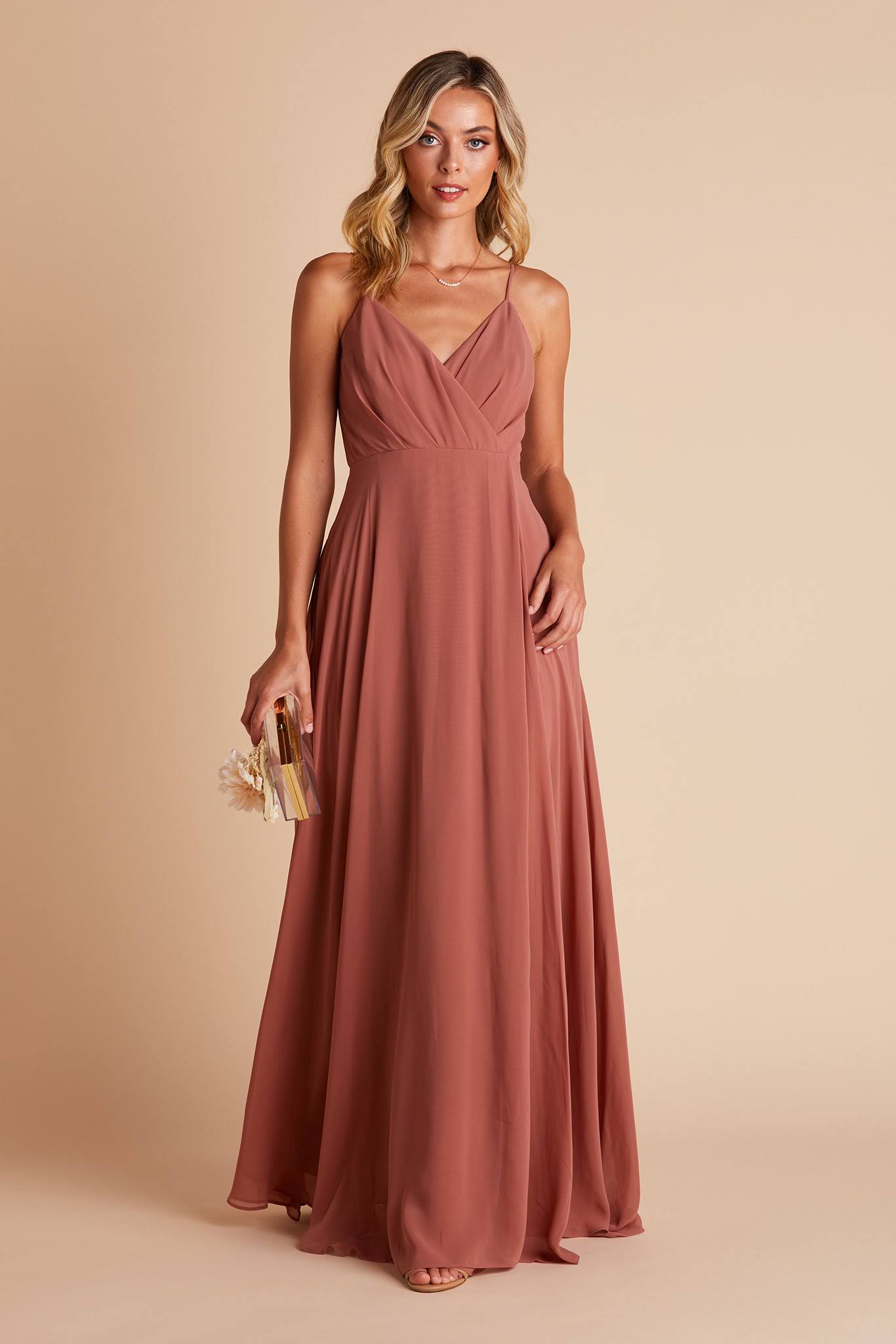 Kaia Chiffon Bridesmaid Dress in Desert Rose Xs / Desert Rose