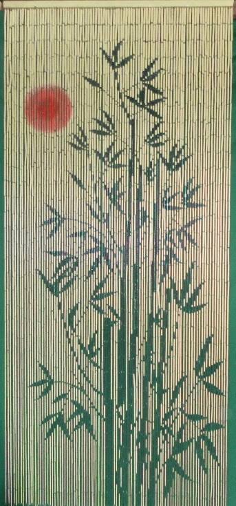Bamboo54 Sun Bambu Tree Scene Curtain, Red/Green