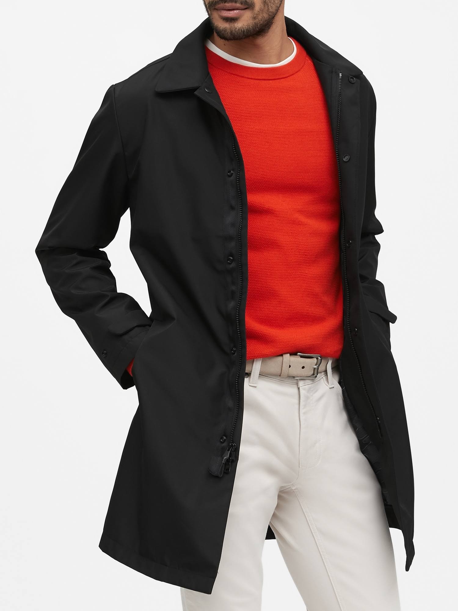 Banana Republic Men's Water-Resistant 3-Layer Mac Jacket Black Size M