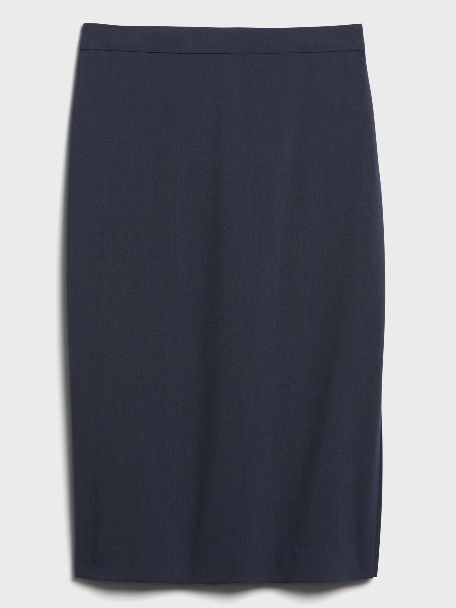 Banana Republic Women's Washable Italian Wool-Blend Pencil Skirt with Side Slit Navy Size 14