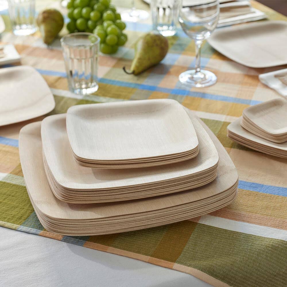 Bambu, Veneerware Square Bamboo Plates - 11 Inches, 25-Pack
