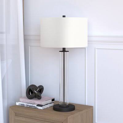 Skye 29.5x22 Table Lamp Base Color: Black/Clear, Shade Color: White