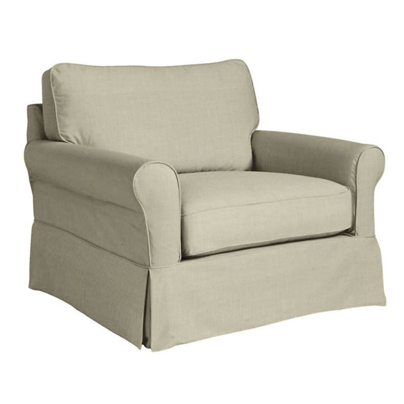 Baldwin Swivel Chair Slipcover Only - Trilby Basketweave Natural - Ballard Designs