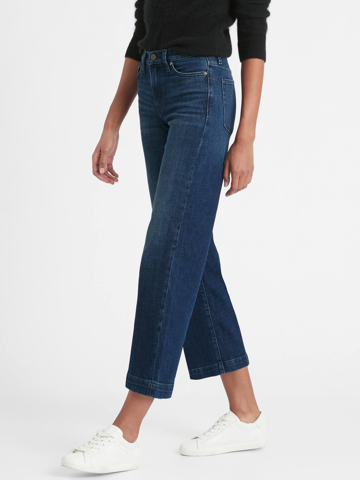 Banana Republic Women's High-Rise Wide-Leg Cropped Jean Medium Wash Size 27 Regular