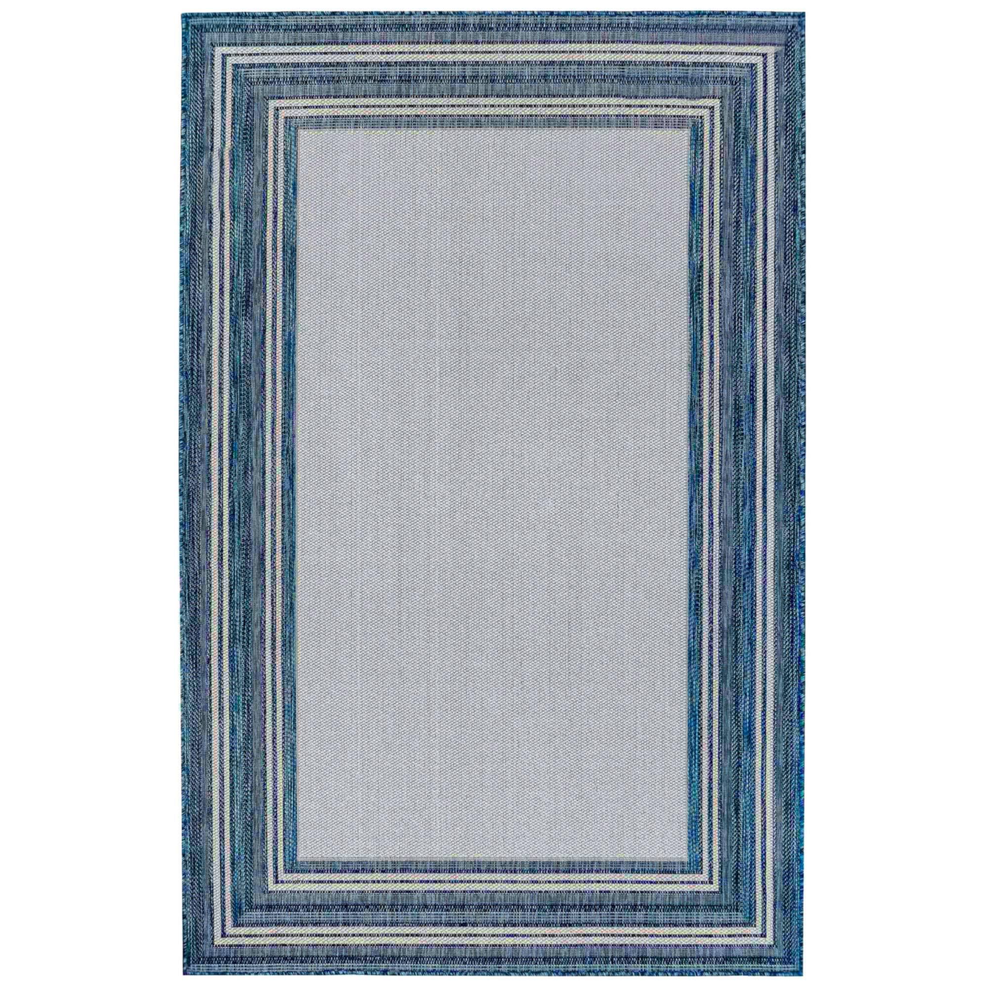 Liora Manne Carmel Multi Border Indoor/Outdoor Rug Navy 7&10x22x9&10x22