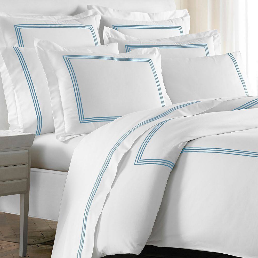 Cassadecor Embroidered Triple Line Bedding Sham Set - Blue - King