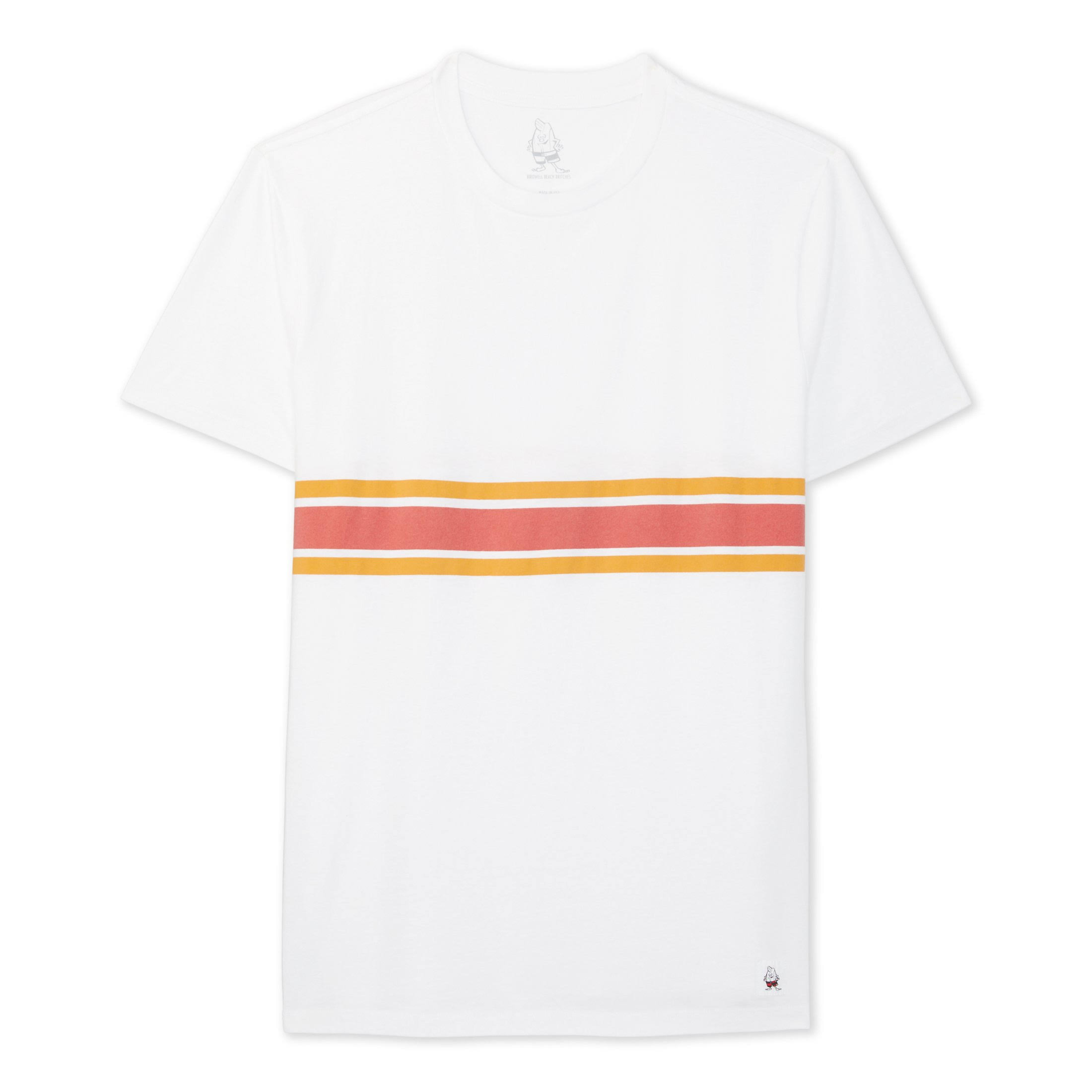 3 Stripe Comp T-Shirt - White & Paprika / Gold | Birdwell XXL / White & Paprika / Gold