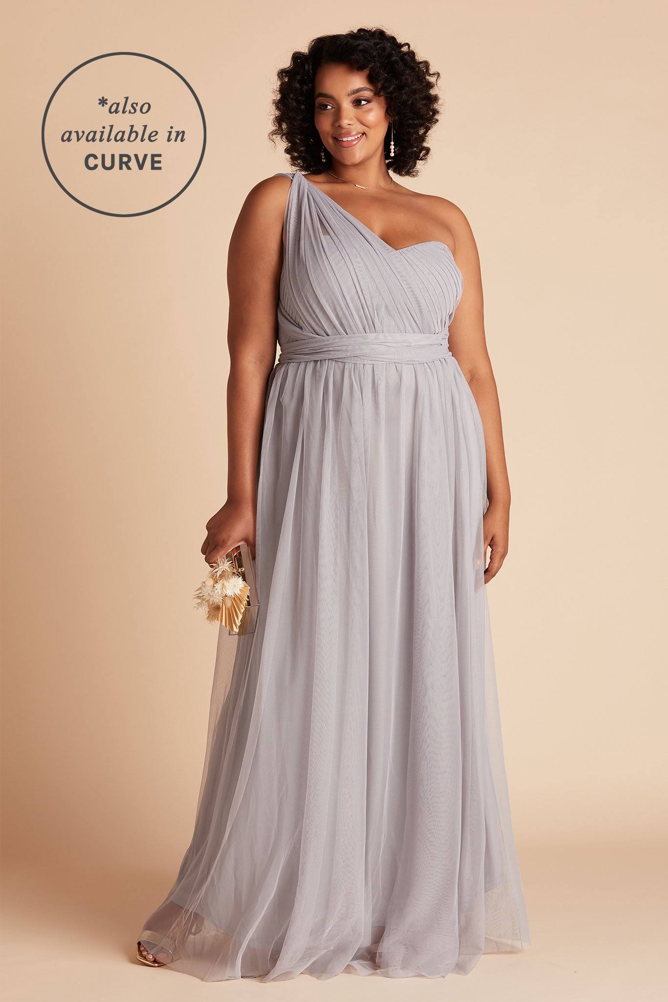 Birdy Grey Christina Convertible Tulle Bridesmaid Dress in Silver L / Silver