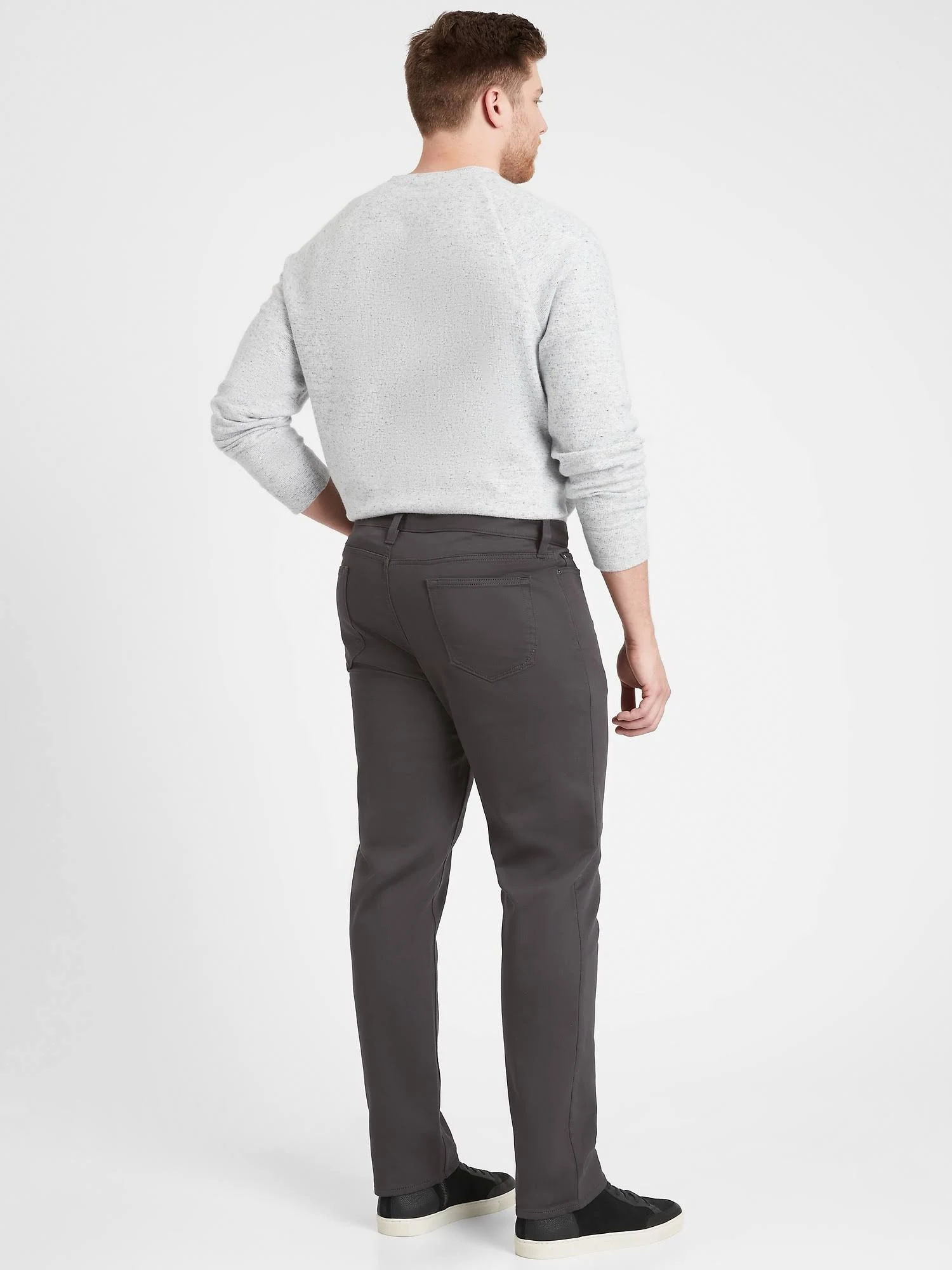 Banana Republic Men's Slim Traveler Pant Asphalt Gray Tall Size 34W 36L
