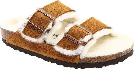 Women's Birkenstock Arizona Shearling Slide Sandal - Cognac - Size EU 39 / US 8-8.5