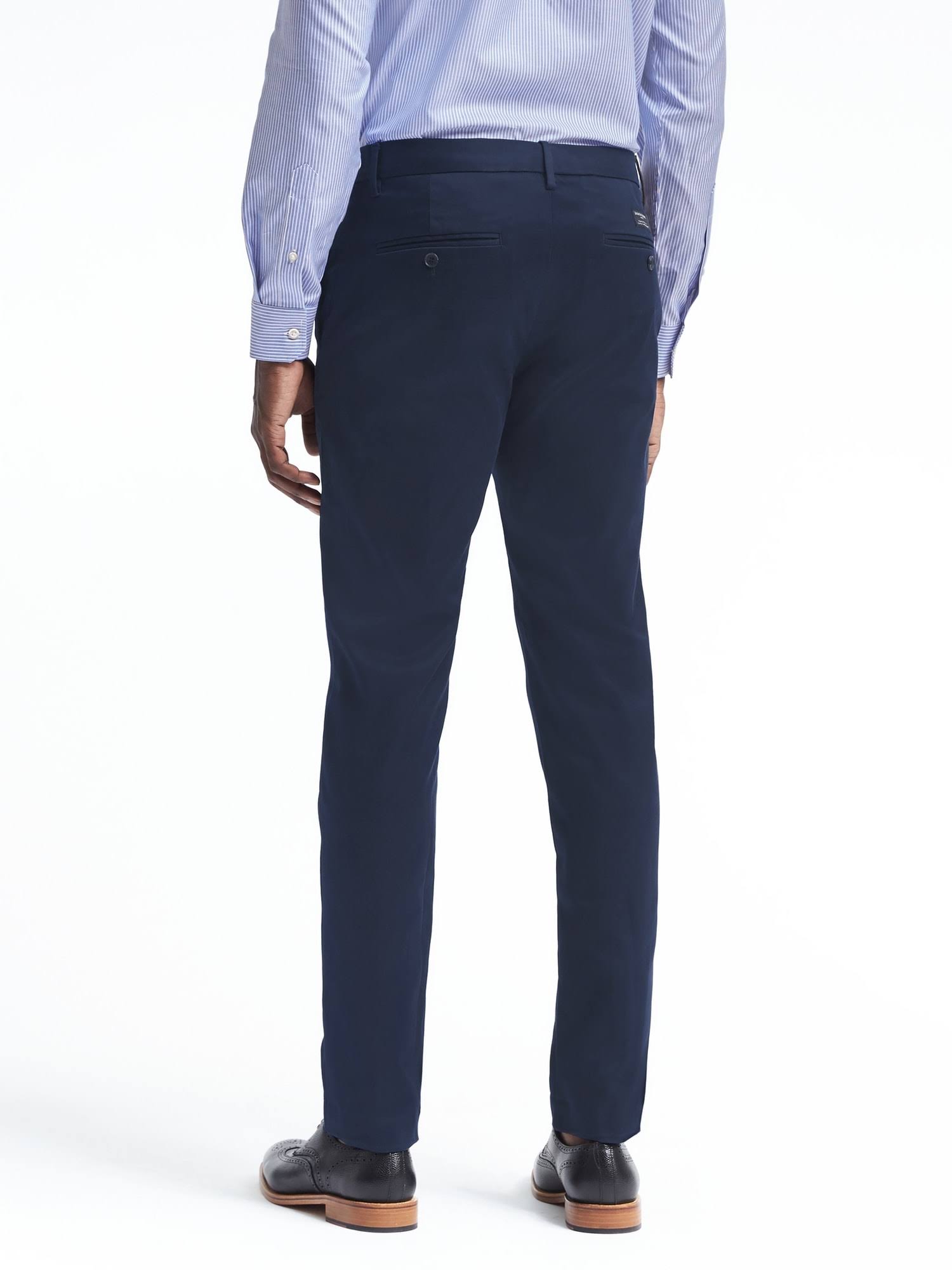 Banana Republic Men's Aiden Slim Rapid Movement Chino Pant Navy Blue Size 42W 34L