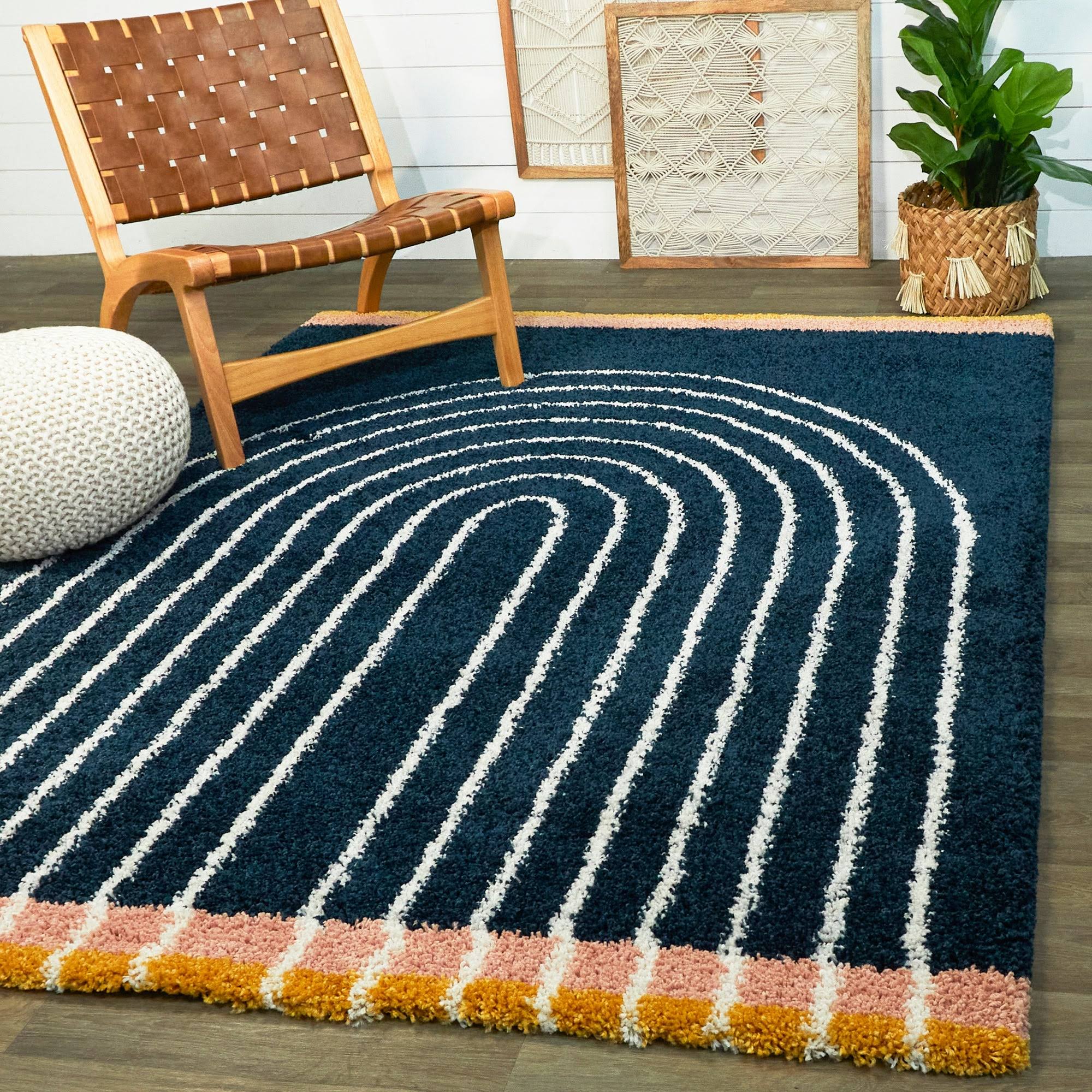 BALTA Oaklynn Navy 8 ft. x 10 ft. Contemporary Shag Area Rug, Blue